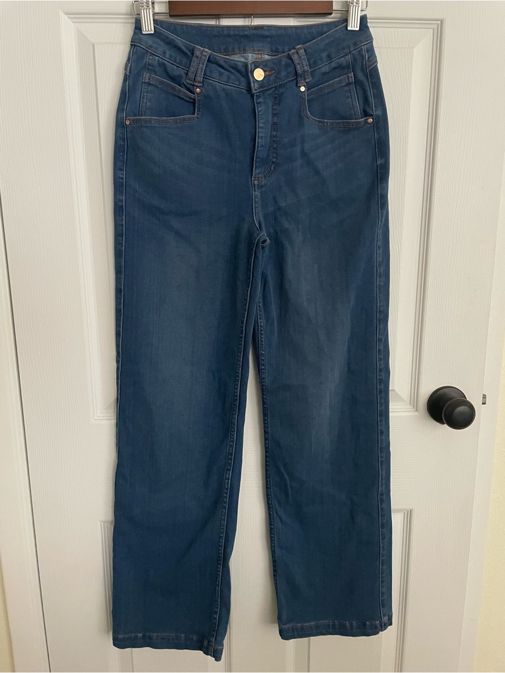 POPFLEX Active Superstretch Wide Leg Jeans Blue Medium Wash Size Small Petite